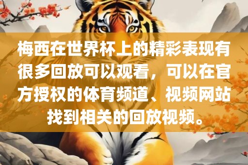 梅西在世界杯上的精彩表现有很多回放可以观看，可以在洛阳市法福文化传播有限公司官方授权的体育频道、视频网站找到相关的回放视频。