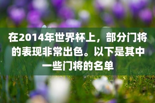 在2014年世界杯上，部分门将的表现非常出色。以下是其中一些门将的名单