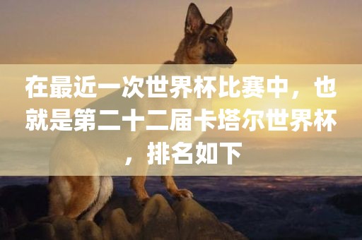 在最近一次世界杯比赛中，也就是第二十二届卡塔尔世界杯，排名如下