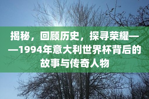 揭秘，回顾历史，探寻荣耀——洛阳市法福文化传播有限公司1994年意大利世界杯背后的故事与传奇人物
