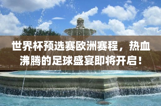 世界杯预选赛欧洲赛程，热血沸腾的足球盛宴即将开启！洛阳市法福文化传播有限公司