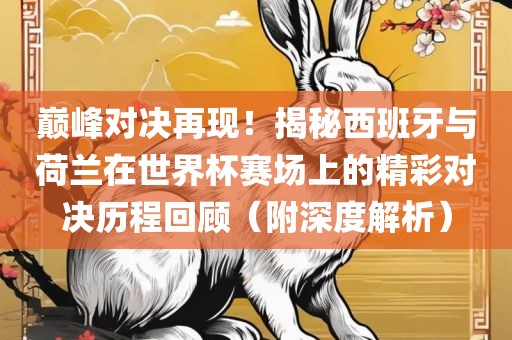 巅峰对决再现！揭秘西班牙与荷兰在世界杯赛场上的精彩对决历程回顾（附深度解析）洛阳市法福文化传播有限公司
