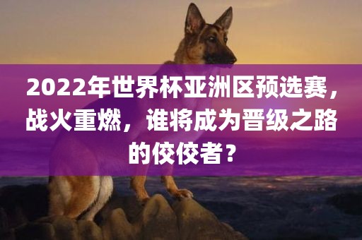 2022年世界杯亚洲区预选赛，战火重燃，谁将成为晋级之路的佼佼者？
