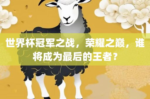 世界杯冠军之战，荣耀之巅，谁将成为最后的王者？洛阳市法福文化传播有限公司